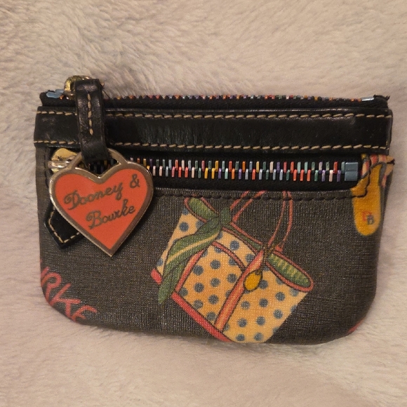Dooney & Bourke Handbags - Dooney & Bourke Dark Gray Coin Bag w/Multicolor Accents & Rainbow Zippers